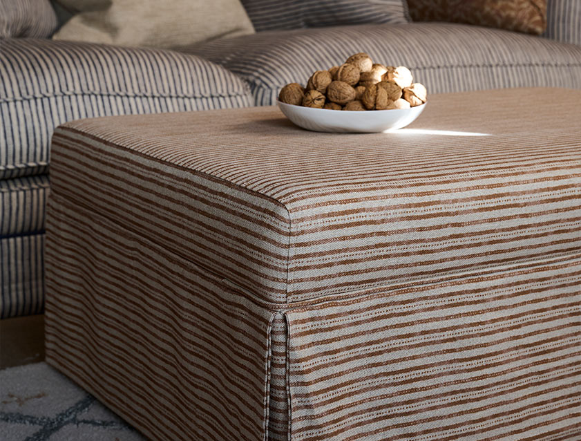 Fontwell A Footstool in Sussex Stripe Cinnamon